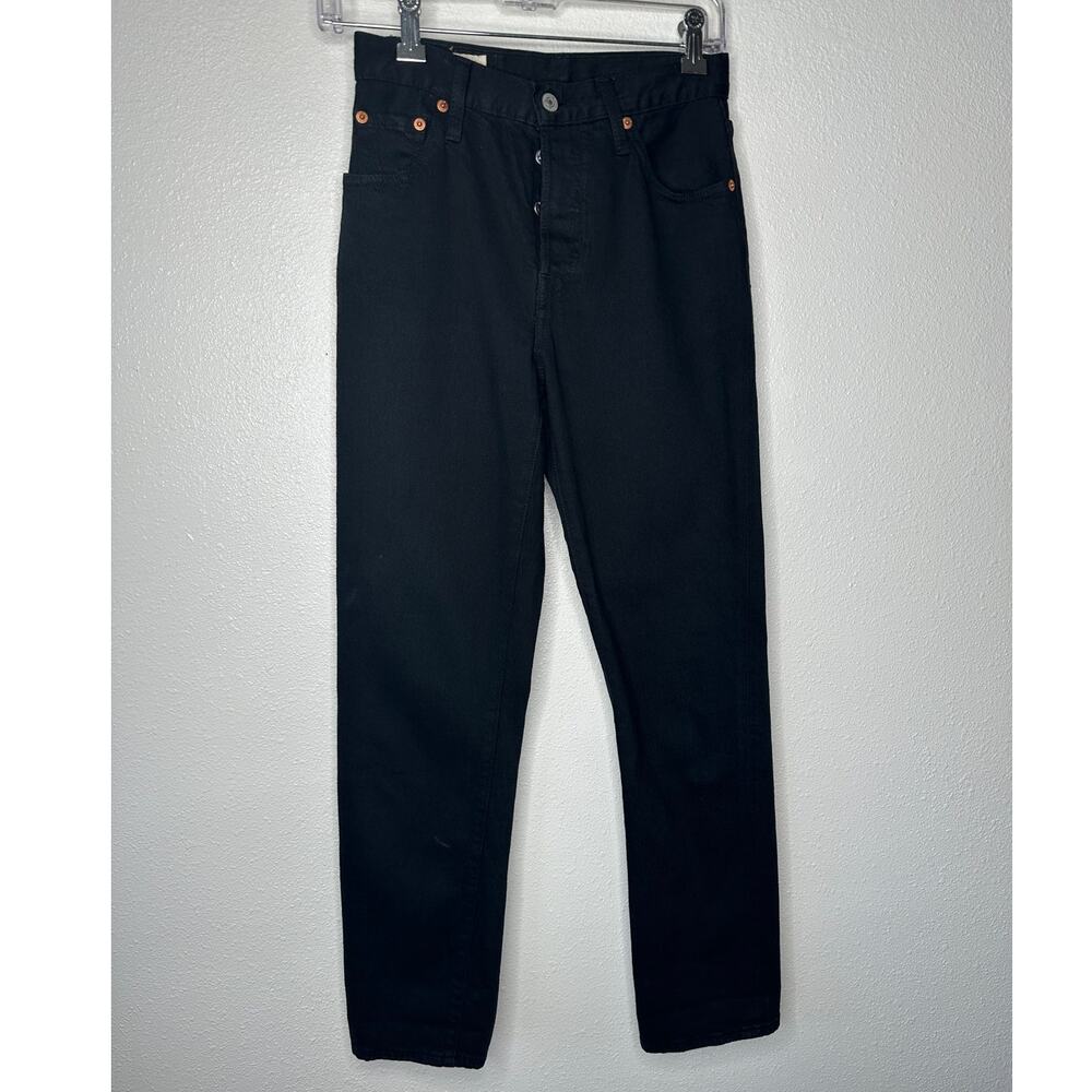 Levis 501 Original Fit Black Button Fly Straight Leg Jeans 23 x 28